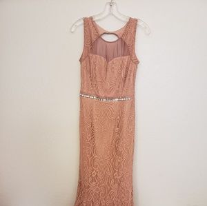 Light Pink Floor Length Lace Dress, Price Drop!
